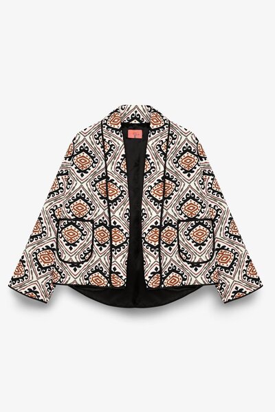 Çnru Lined, Yandan Pocketed Quilted Jacket