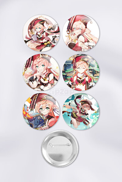 ZipZap Yanfei Genshin impact Çanta Süsü Rozet İğneli Buton Rozet Seti (6 ADET)