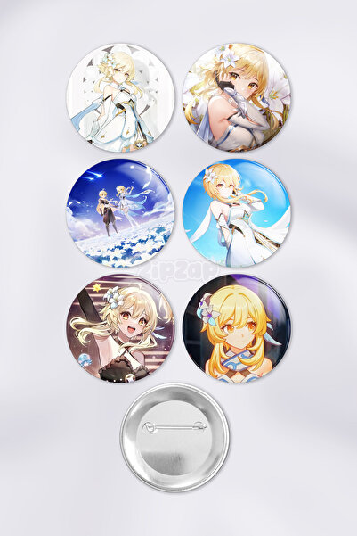 ZipZap Lumine Genshin impact Çanta Süsü Rozet İğneli Buton Rozet Seti (6 ADET)
