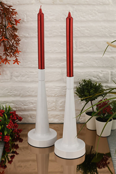 AKSESUAR EVRENİ Moli Beyaz Mumluk Dekoratif Şamdan Düz Taban Paslanmaz Kaplam...