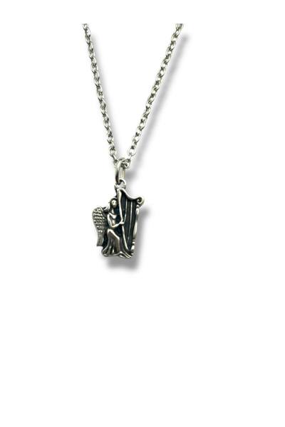 Yuchicly قلادة للرجال والنساء على شكل ملاك يعزف على الآلة الموسيقية - إكسسوار...