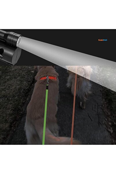 SüslüPati طوق مشي مزدوج للكلاب متعدد الوظائف باللون الأحمر