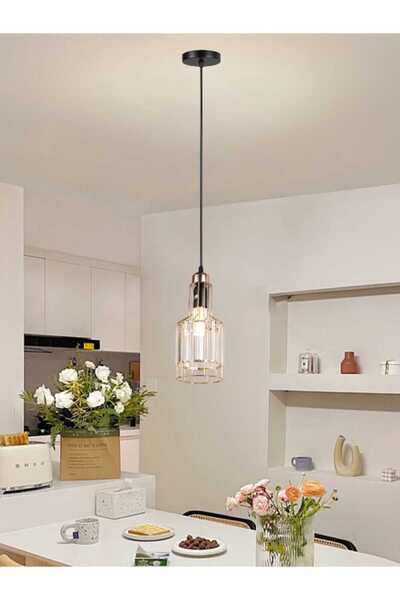best power Modern Pendant Lamp 2244-1 – Glass Shade with Metal Frame - 80cm Cord – E27 Base (Bulb Not Included)