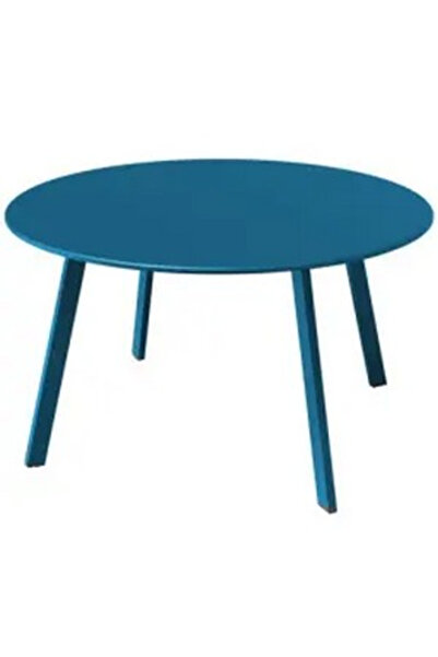 OEM Masă rotundă, metal, pe 4 picioare, albastră 70x70x40 cm