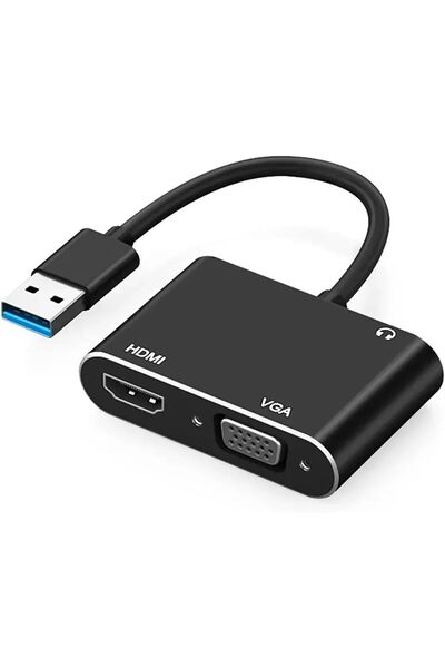 Genel Markalar Usb 3.0 To Hdmi Vga 3.5mm 1080P Monitör Genişletici Çevirici D...