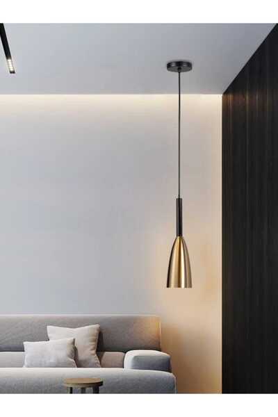 best power Modern Pendant Lamp 2245-1 – Glass Shade with Metal Frame - 80cm Cord – E27 Base (Bulb Not Included)