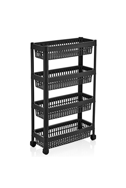 abnturk Ultra Lüks Kaliteli Çizgili Siyah Çok Amaçlı Tekerlekli Raf Sebzelik ...