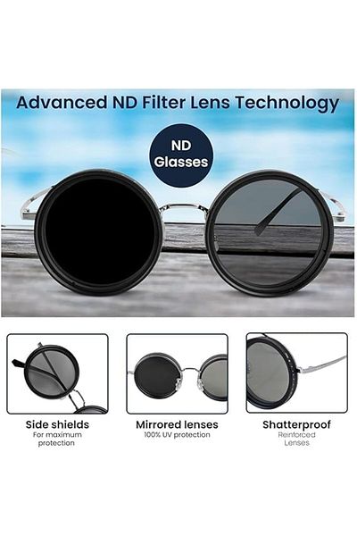 Hope Adjustable Tint Polarized Round Sunglasses – ND9 Stepless Lens with 1-9 Gear Light Control