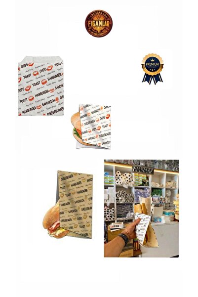 figanlar ambalaj 50 Adet YANI AÇIK 12x20 baskılı Kese Kağıdı Poğaça Tost Sand...