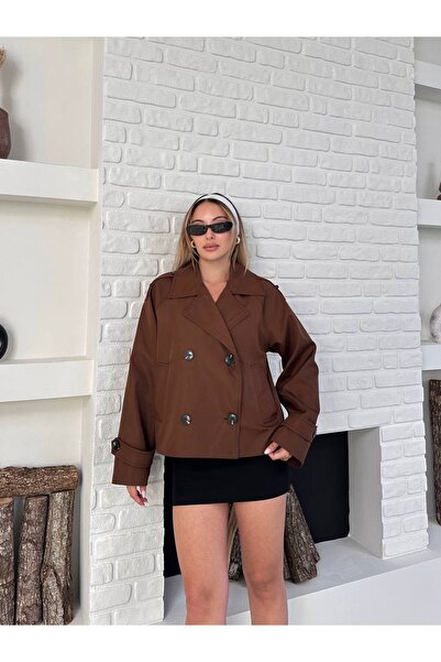 Bella Breeze Trenci pentru femei, scurt, cu nasturi