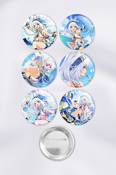 ZipZap Mualani Genshin impact Çanta Süsü Rozet İğneli Buton Rozet Seti (6 ADET)