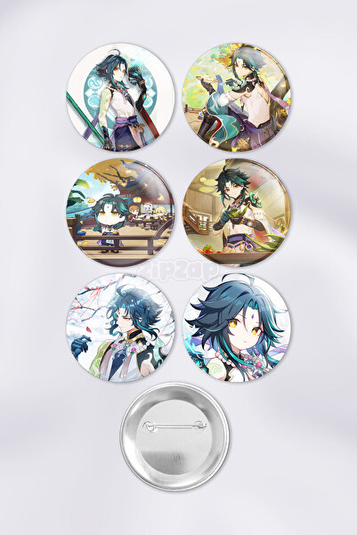 ZipZap Xiao Genshin impact Çanta Süsü Rozet İğneli Buton Rozet Seti (6 ADET)