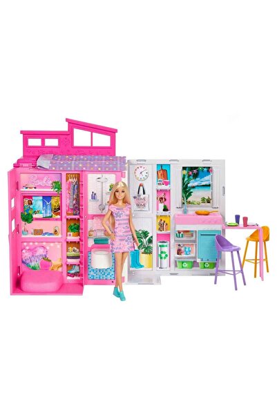 Barbie Portatif Tatil Evi Bebek ve Oyun Seti HRJ77
