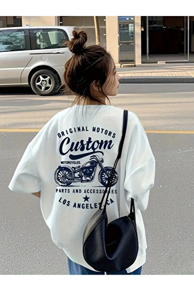 Marco Fresco Tricou oversize pentru tineri, unisex, cu mânecă scurtă, cu imprimeu cu motor