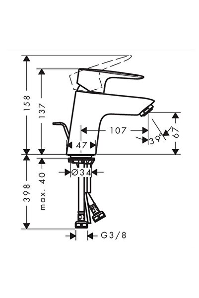 Hansgrohe Bathroom faucet for washbasin, My Sport 71110000 HG, stand-mounted, single-lever, ...