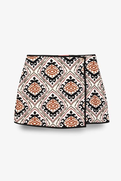 Çnru Kruvaze Closed Quilted Mini Size Short Skirt