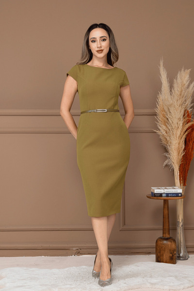 BEYBOS Rochie creion Atlas cu detaliu centură din țesătură - verde fistic