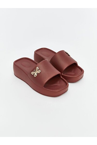 LC Waikiki Lcw Steps Burgundy Butterfly Figured Women's Slippers