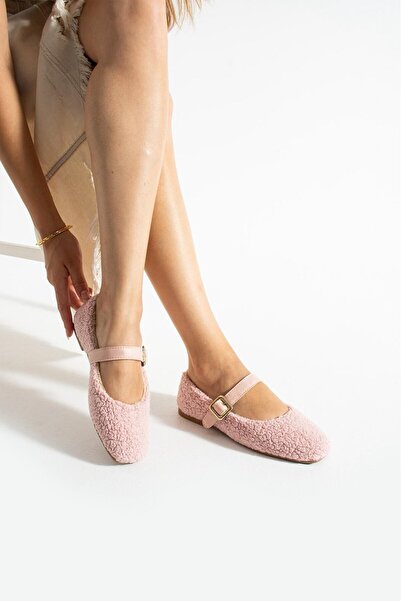 AlbiShoes Kadın Kışlık Kemerli Tokalı Peluş Yünlü Tüylü Çeyiz Bohça Pofuduk Ev içi Dış Mekan Babet