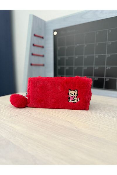 Çanta Trend Plush Pen Holder with Cat Pattern