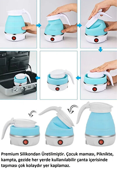 Rosemor Ketıl Foldable Silicone Electric Kettle Camping Picnic Water Heater Portable Mini Kettle