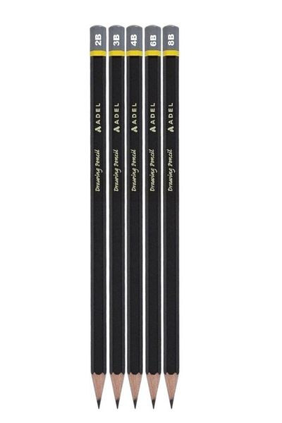 Adel 5Pcs Graduated Sketching Pencil 2B 3B 4B 6B 8B Set
