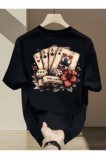 qubo sportswear & company Μπλούζα Unisex Oversize με τύπωμα από βαμβάκι και στρογγυλή λαιμόκοψη, κοντομάνικη, μαύρη