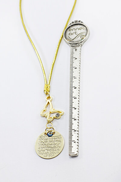 biuti Parlak Taşlı Kelebek Metal Ayetel Kürsi Dualı Dikiz Ayna Süsü, Araba Hediyesi