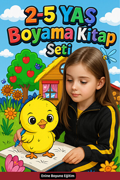 Enine Boyuna Eğitim مجموعة كتب التلوين لعمر 2-5 سنوات (كتابان - 80 لوحة)