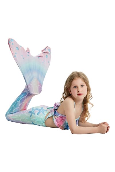 THK Set de costum de baie Sirenă Ariel, format din 4 piese, Stea de mare, Inc...