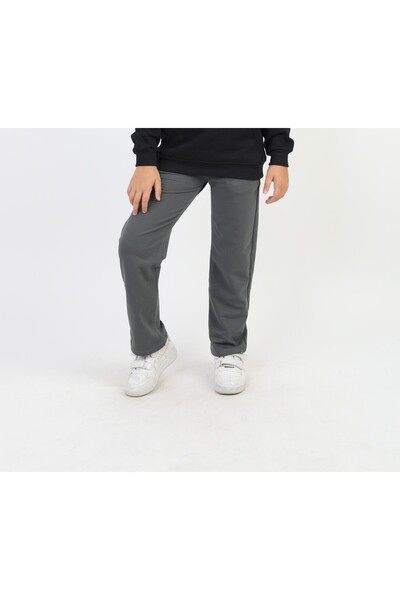 SLOBODA Unisex Underwear Ribbed Waist Straight Leg Gray School Pants