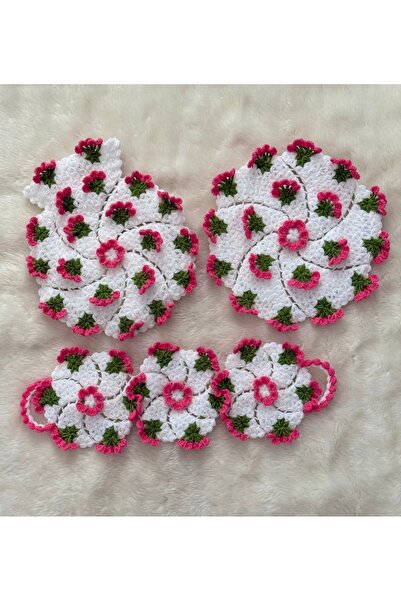 ekonomik örgüler Çeyizlik 3 lü Çiçekli Takım Lif