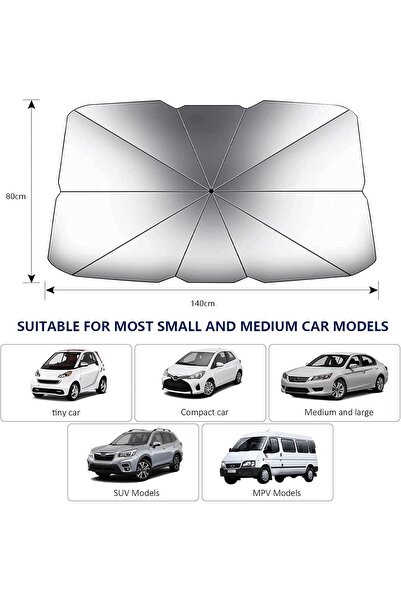 Generic NEW Car Windshield Sun Shade (80 x 140 cm) UV Rays and Heat Sun Visor Protector Foldable Reflector W