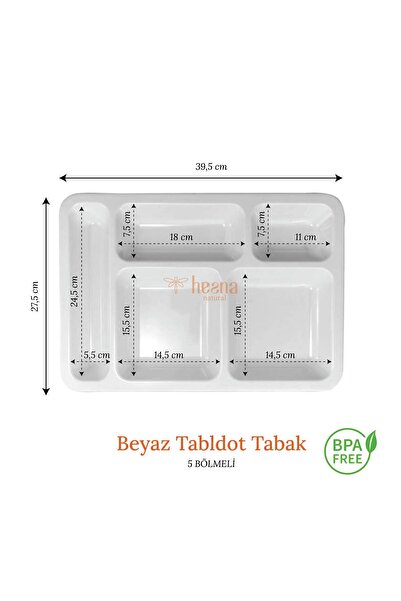 Hesna Natural 5 Gözlü Beyaz Tabldot Tabak, Tabilot, Tabildot