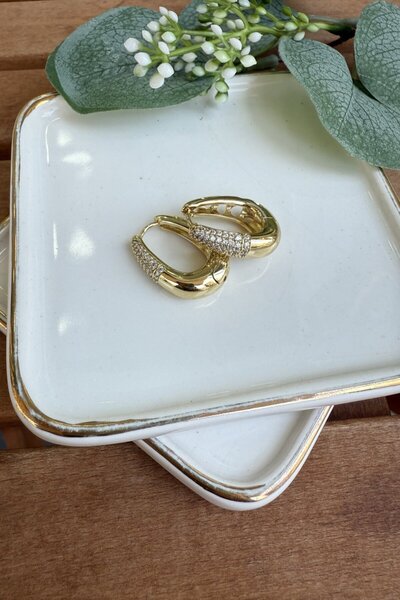 My Joyas Design Special Series Stone Tip Oval Earrings