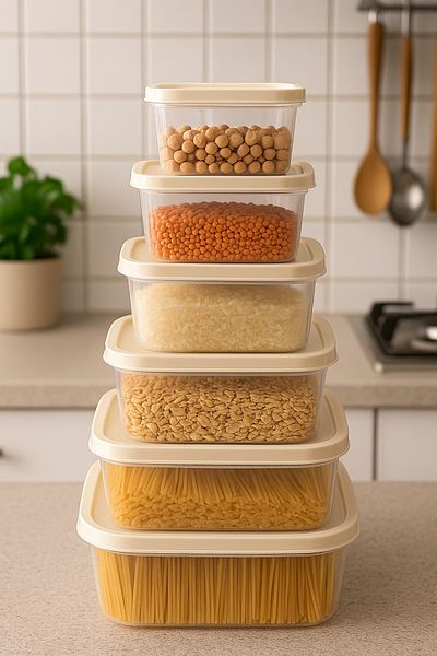 CEZVE HOME Set of 6 Square Food Storage Containers Multi-Purpose Storage Container Suitable for Microwave and Deep Freezer