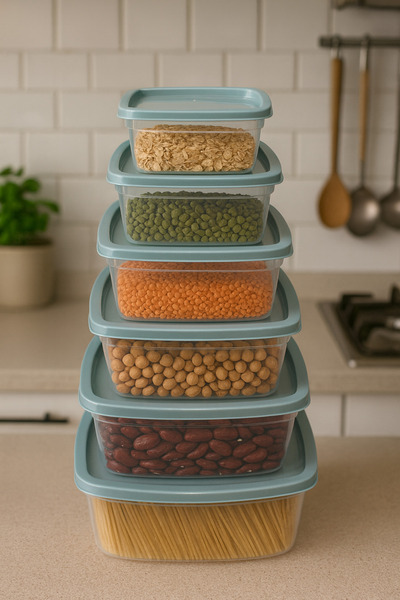 CEZVE HOME Set of 6 Square Food Storage Containers Multi-Purpose Storage Container Suitable for Microwave and Deep Freezer