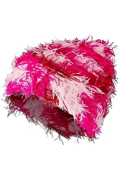 OEM Căciulă de damă, tricotată cu fir lung, roz/alb