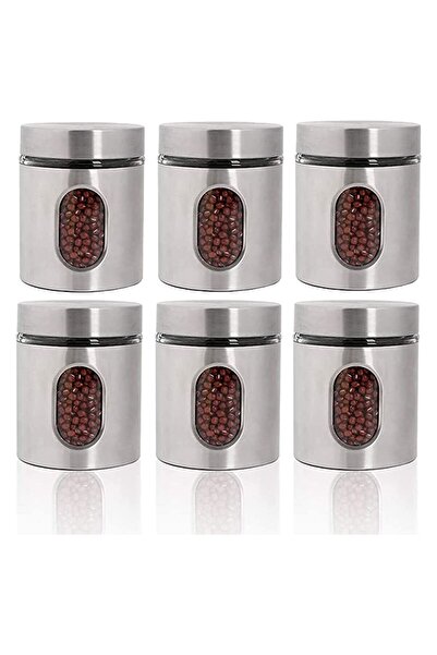 Generic Stainless Steel Food Storage Canister Sets,Set of 6 Airtight Sugar Co...