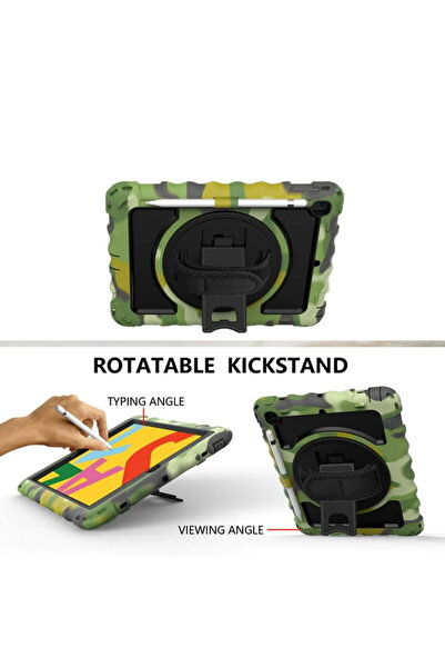 SIGLOO Husa hybrid 3in1 rugged cu stand 360°, curea mână, shockproof iPad 10.2 gen 9/8/7 camuflaj