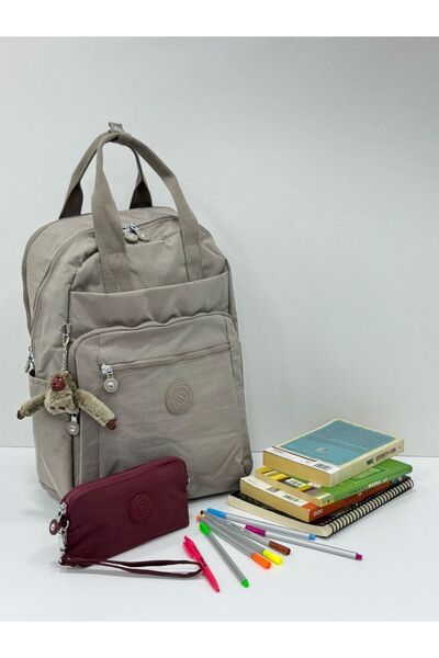 H&D COLLECTİON Unisex Water Resistant Crinkle Fabric Backpack and Wallet Type Hanging Pen Holder