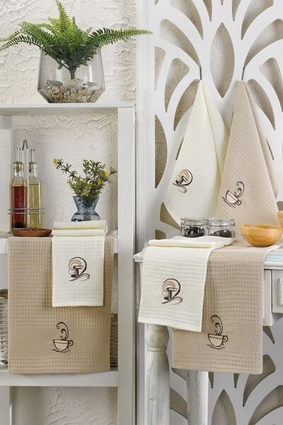 Hemmen 6 Pieces 100% Cotton 40 X 60cm Coffee Patterned Kitchen Towel Set Kitchen Dishcloth Set