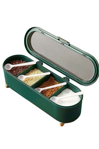 Generic Condiment Container, 4 Compartment Seasoning Jar Storage Container, Contains 4 Tablespoons