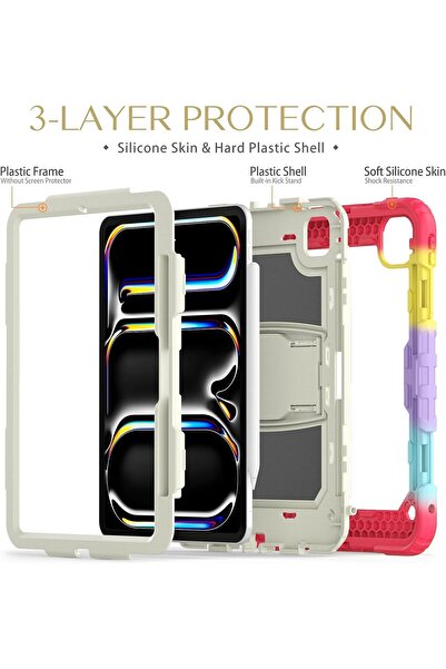 SIGLOO Husa premium iPad Mini 7/6 8.3", protectie, suport creion, stand, curea Rosu Multicolor