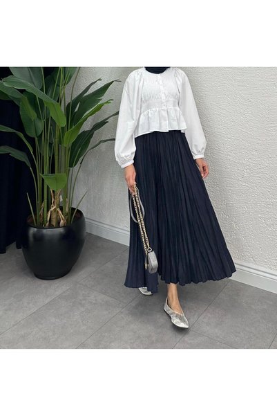 PEMAA Standard Size Elastic Waist Long Crash Skirt