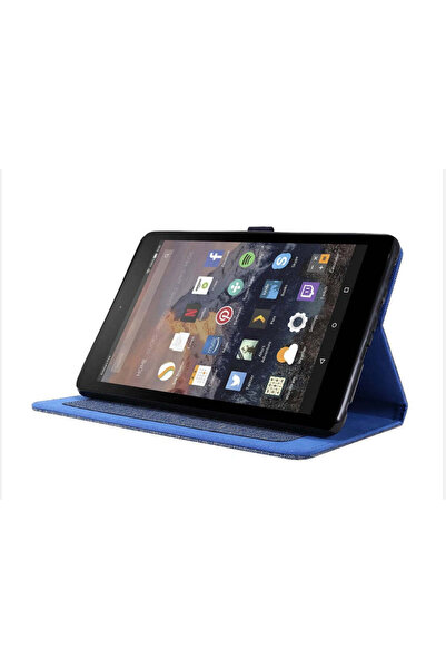 SIGLOO Husa fullcover de tip stand pentru Amazon Fire HD 8 si Fire HD 8 Plus 8 blue jeans textile