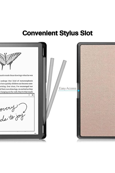 SIGLOO Premium Slim Kindle Scribe 10.2 inch Case PU Leather Pen Holder Auto Sleep Wake Function Gold