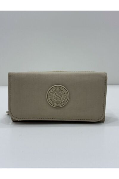 H&D COLLECTİON Women's Crinkle Fabric Cover Metal Zipper Card Holder, Coin Compartment Wallet
