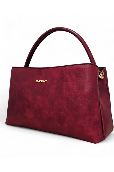 Evident Dark Red Antique Look Soft Textured Double Compartment Women's Hand and Shoulder Bag