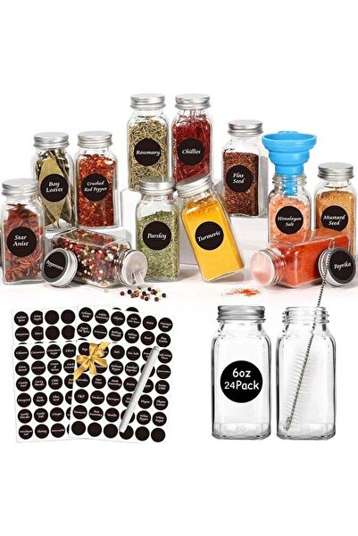 Generic HOMESTAR 24-Piece Glass Spice Jar Set With Accessories Multicolour 120ml